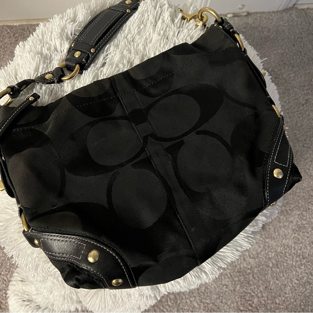 Coach hobo tote, black with gold hardware